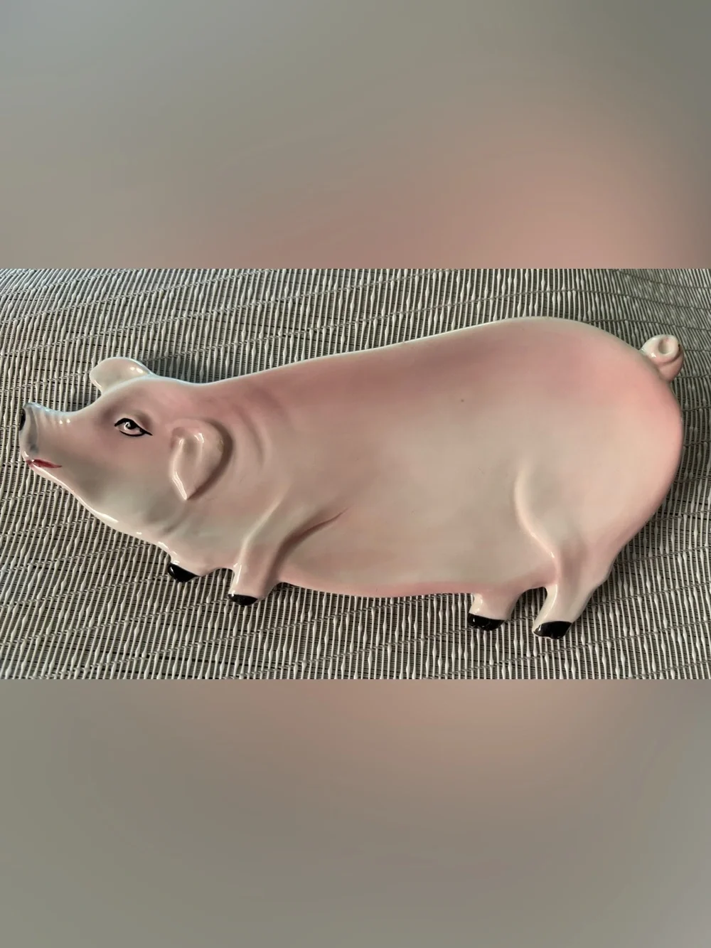 Cute Pink Pig Porcelain Spoon Rest / Trinket Dish. Hand-Painted, made in Italy